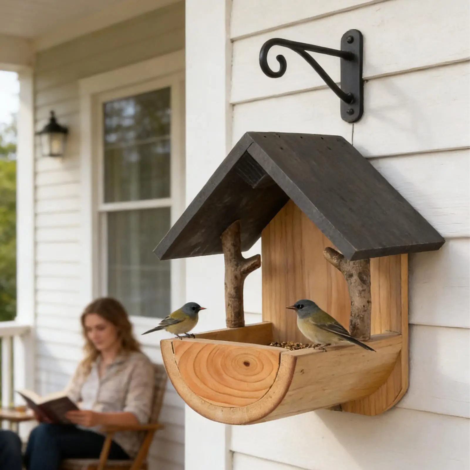 Watch S - Wall Mount Wooden bird feeder Outdoor