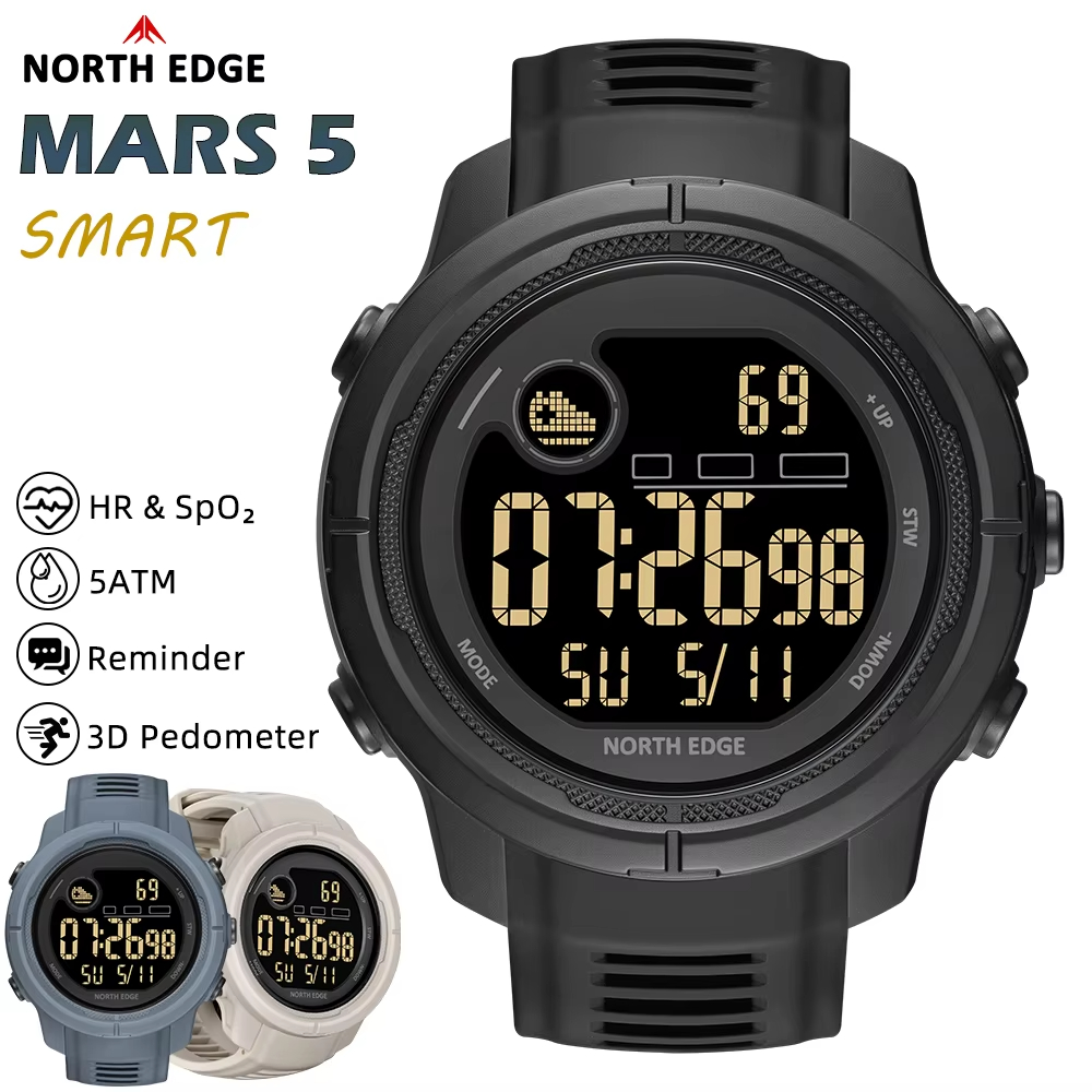Smartwatch Watches For Men Digital - NORTH EDGE NEW MARS 5 Men's
