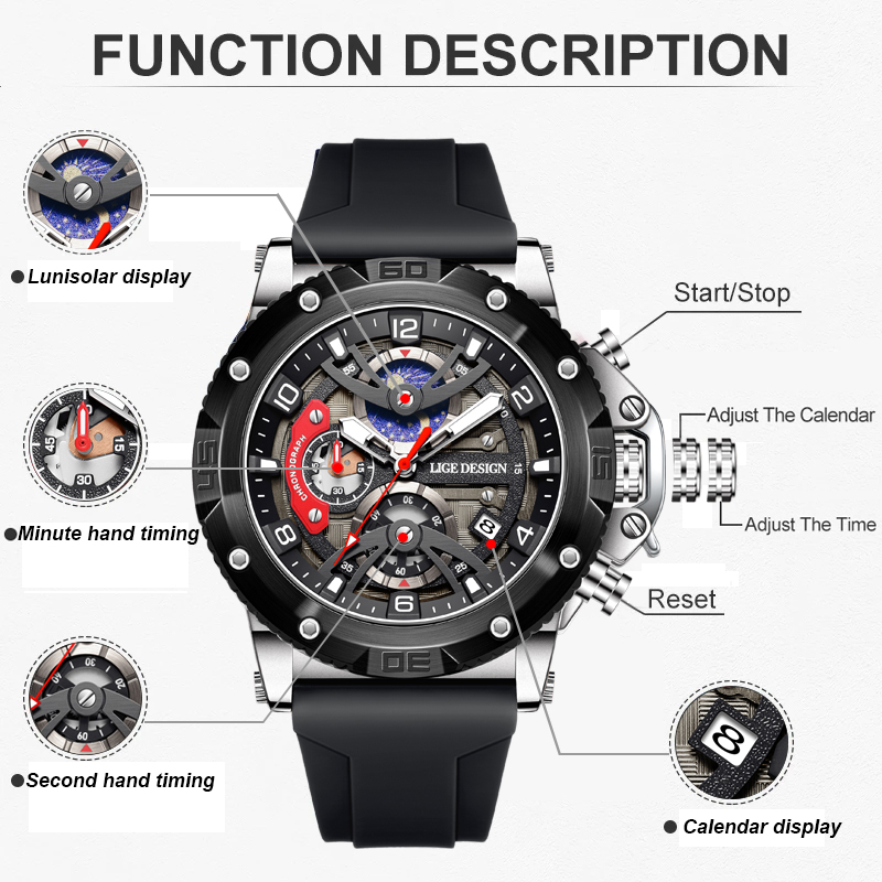 LIGE Top Brand Luxury Men Watc - огляд і ціна Smartwatch Watches Brands For Men