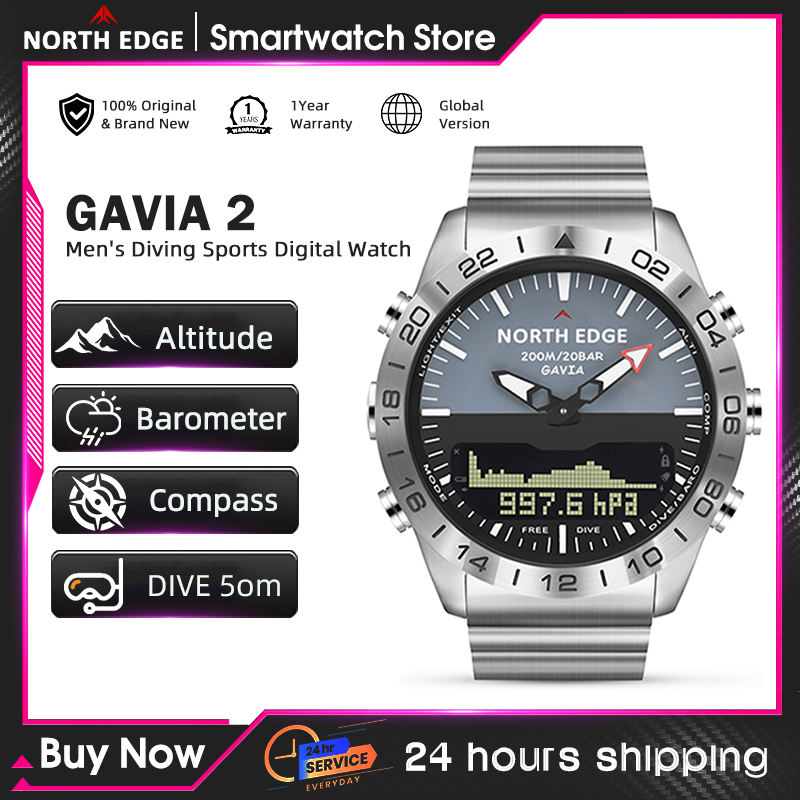 NORTH EDGE Mens Dive Watch Mil - огляд і ціна Altimeter Compass Watch