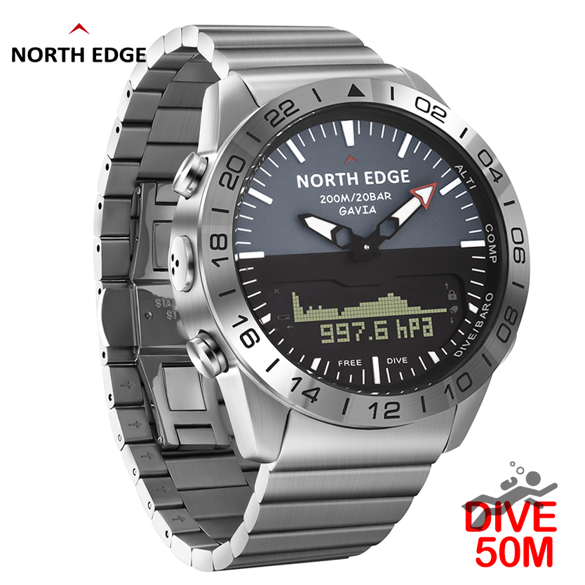 NORTH EDGE Mens Dive Watch Mil - огляд і ціна Altimeter Compass Watch